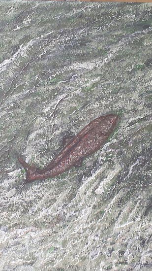 Lone Climber, third in the Fish Ladder series, painted by Wil Emerson.