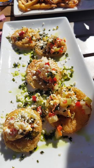 Fried green tomatoes on a plate