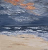 Sunset over a stormy sea
