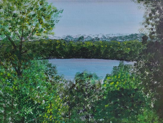 tree-lined lake