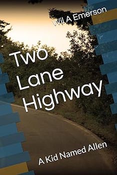 Book cover showing curve in a road